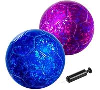 Vastoy 2-pc Size 3 Football Kids for 3-8 Year Old - Toddler Football with Glittery Laser Pattern Design , Kid Football with Hand Pump, Kid Soccer Ball for Indoor Outdoor Play (Purple&Blue Ice)