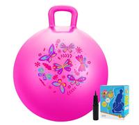 Vastoy 20 Inch Hopper Ball for Kids 6-9 Years - Anti-Slip Space Hopper with Hand Pump, Bouncy Inflatable Ride On Toy for Indoor Outdoor Fun, for Children (Pink Butterfly)