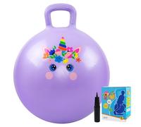 Vastoy 20 Inch Space Hopper Ball for Kids 6-9 Years - Anti-Slip Unicorn Space Hopper with Hand Pump, Bouncy Inflatable Ride On Toy for Indoor Outdoor Fun, for Children (Purple Unicorn)