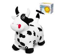 Vastoy Animal Hopper for Kids 2-6 Years, Animal Hoppers Inflatable Bouncy Ride-On Toy with Hand Pump, Indoor Outdoor Play Inflatable Cow with Fabric Removable Cover