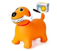 Vastoy Dog Animal Hopper for Kids with Bone Handles & Pump - Inflatable Ride On Bouncy Animal Hopper Toy, Space Hoppers Gift for Toddlers Age 2-6 Years (Orange Dog)
