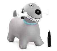 Vastoy Dog Animal Space Hopper for Kids with Bone Handles & Pump - Inflatable Ride On Bouncy Hopper Toy, Space Hoppers Gift for Toddlers Age 2-6 Years (Grey Dog)