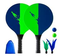 Vastoy Kids Wooden Paddle Ball Set, Lightweight Beach Bat and Ball, Beach Fun for Kids, Paddle Game Kit for Family with Storage Mesh Bag, for Outdoor Indoor Game(Green)