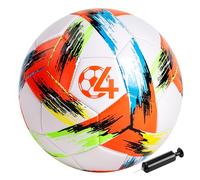 Vastoy Size 4 Football for Kids 8-12 Years, Training Football & Soccer Ball with Tri-Color Print for Grass Fields, Backyard Games, Includes Hand Pump & Mesh Bag for Outdoor Play (Orange)