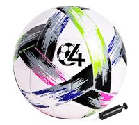 Vastoy Size 4 Football for Kids 8-12 Years, Training Football & Soccer Ball with Tri-Color Print for Grass Fields, Backyard Games, Includes Hand Pump & Mesh Bag for Outdoor Play (Black)