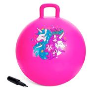 Vastoy Unicorn Hopper Ball for Kids - 20 Inch Anti-Slip Space Hopper with Hand Pump, Bouncy Inflatable Ride On Toy for Indoor Outdoor Fun, Gift for Children 6-12 Years (Pink Unicorn)