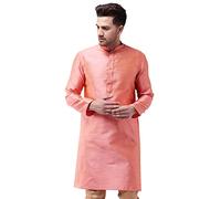 VASTRAMAY Men's Cotton and Silk Blend Kurta, Pink, Medium