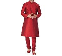 Vastramay Men's Cotton Silk Kurta & Pyjama Set 38 Red, Red, 38