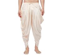 VASTRAMAY Men's Dhoti Trousers Regular Fit Mid Waist Cotton Silk (Gold_Vasmcdgo), cream-coloured, L