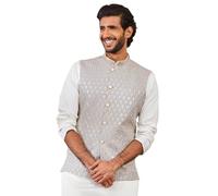 VASTRAMAY Mens - Nehru Jacket - This embroidered Nehru jacket for men is the perfect blend of elegance and tradition., gray, L