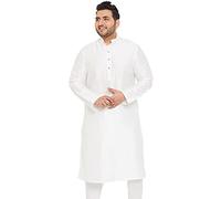 VASTRAMAY VASMKAQ001nPAQ Mens Cotton Silk Light Blue Pyjama Set, White, 4XL