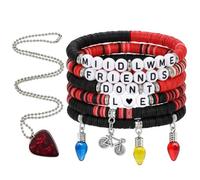 VASTRISE Friends Don't Lie Bracelet and Necklace Set,Preppy Clay Bead Stackable Bracelets with Charm for Women Teens,Friendship Jewelry Gifts for Besties,Sisters,Birthday Fans Merch