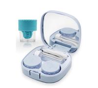 Vastsoon Contact Lens Case with Cleaner Washer, Travel Size Cute Colored Contact Lenses Applicator Removal Tool Kit with Mirror Solution Bottle for Daily Outdoor (Blue)