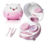 Vastsoon Cute Contact Lens Cleaner, Case Cleaning Machine with Solution Soak Case and Contact Lens Applicator Tool for Daily Vision Care, Travel Size (Pink)
