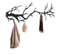 Vasttron Black Iron Wall Hook Rack, 8 Hooks, Modern Style, Curved Shape, Wall Mount, Black Metal Hook Rail in Branch Style for Bedroom, Living Room, Bathroom, Kitchen