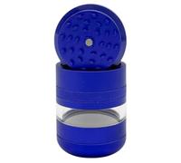 Vastu 7 Part Grinder, 55mm Pod, Premium Grade Quality Aluminium, Screen Chamber, Stainless Mesh, Glass Jar Body for Tobacco Spice Herbs (Purple)