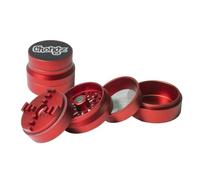 Vastu Big Chief 62mm - Heavy Duty 4-Part Metal Herb Grinder with Razor Sharp Teeth and Removable Gauze Screen - Durable Smoking Accessory (Red)