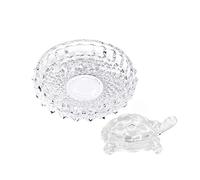Vastu Feng Shui Crystal Glass Pot with Tortoise, Turtle For Showpiece Gift 2 pcs-Silver