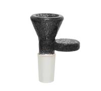 Vastu Textured Glass Bowl Cone with Handle 14mm for Bongs and Waterpipes (Black)