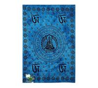 Vastu Tibetan Buddha Cotton Wall Hanging Tapestry 75x110cm - Buddhist Thangka Art Meditation Decor for Home Bedroom Living Room (Turquoise)