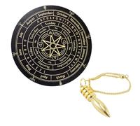 Vastu Vardan Dowsing Dark Brown Board (9 inch) with Brass Pendulum | Divination Metaphysical Message Board | (Pendulum Assorted)