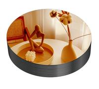 VASUHOME 12" Gold Mirror Centerpieces for Tables, Round Mirror Plates Set for Candle, Wedding, Party Decorations, Circle Mirror Trays with Smooth Edge and Cushioned Feet, 2mm Thick
