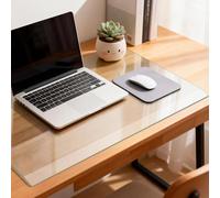 VASUHOME 24" x 18" Premium Tempered Glass Desk Mat with Beveled Edge - Ergonomic Desk Protector, Crystal Clear, Dry Erase Surface, Ideal Table Top Protector for Home & Office