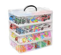 VASZOLA 4-Tier Stackable Storage Container Box with 40 Adjustable Compartments, Plastic Organizer Box Transparent Storage Case for Kids Toys, Art Crafts, Jewelry, Supplies, Fuse Beads, Washi Tapes