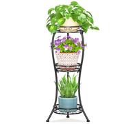 VASZOLA Black 3 Tier Tall Plant Stand for Indoor Outdoor, Large Multiple Level Flower Planter Holder Organizer Rack for Patio Office Bathroom Corner Floor, Sturdy Heavy Duty Metal, Vertical Display