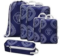 Vatalife Compression Packing Cubes for Travel 6PC Set - Suitcase Organizer & Space Saver Bags for Luggage with Drawstring Backpack/Laundry Bag - Blue Turtle