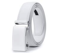 Vatan Men's Belt Leather Ratchet Belt for Men Dress Casual Every Day with Adjustable Buckle, Trim to Fit, White, 42" to 48" Waist Adjustable