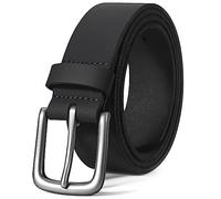 Vatan Men's Genuine Leather Casual Every Day Jeans Belts, Handmade Men Leather Belt with Gift Box (A-Black, 46(Fits Waist 44"-45"))