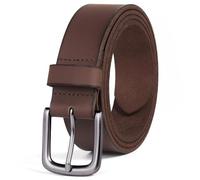 Vatan Men's Genuine Leather Casual Every Day Jeans Belts, Handmade Men Leather Belt with Gift Box (A-Brown, 34(Fits Waist 32"-33"))