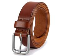 Vatan Men's Genuine Leather Casual Every Day Jeans Belts, Handmade Men Leather Belt with Gift Box (A-Tan, 44(Fits Waist 42"-43"))