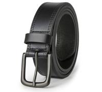 Vatan Men's Genuine Leather Casual Every Day Jeans Belts, Handmade Men Leather Belt with Gift Box (B-Black (Double Stitch), 44(Fits Waist 42"-43"))
