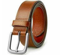 VATAN Men's Genuine Leather Casual Every Day Jeans Belts, Handmade Men Leather Belt with Gift Box, B-brown (Double Stitch), 52(Fits Waist 50"-51")