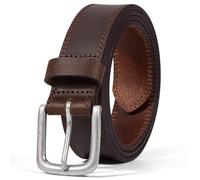 Vatan Men's Genuine Leather Casual Every Day Jeans Belts, Handmade Men Leather Belt with Gift Box (B-Dark Brown (Double Stitch), 56(Fits Waist 54"-55"))