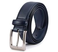 VATAN Men's Genuine Leather Dress Belts, Handmade Classic Every Day Leather Jeans Belt for Men Work Business Casual, Navy Blue, 34(Fits Waist 32"-33")