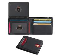 VATAN Wallet for Men, Mens Minimalist Wallet Credit Card Holder, Slim Leather Rfid 2 ID Window Large Capacity With Gift Box, Crazy Horse Black, One size