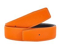 Vatee's Men/Women Reversible Genuine Leather Without Buckle Replacemen Belt Strap 32mm Wide 100cm Long Black & Orange