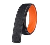 Vatee's Reversible Genuine Leather Belts For Men/Women Replacement Belt Strap Without Buckle 1.5"(38mm) Wide 47"(120cm) Long Black & Orange