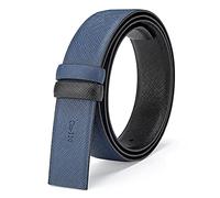 Vatee's Reversible Genuine Leather Belts without Buckle For Men Replacement Belt Strap 34mm Wide 100cm Long Blue & Black