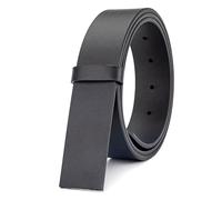 Vatee's Reversible Genuine Leather Belts without Buckle For Men Replacement Belt Strap 34mm Wide 125cm Long Black & Black