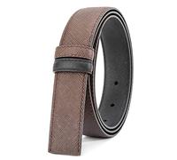 Vatee's Reversible Genuine Leather Belts without Buckle For Men Replacement Belt Strap 34mm Wide 125cm Long Brown & Black