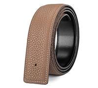 Vatee's Women's/Men's Real Leather Replacement Belt Strap No Buckle 32mm Wide 105cm Long Khaki