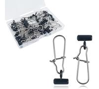 VATEICO Fishing Sinker Slide with Hooked Snaps Catfishing Rig Heavy Duty Fishing Finder Weight Sinker Slides Stainless Steel Duo Lock Line Connector for Fishing Tackle Box Black 15pcs