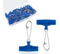 VATEICO Fishing Sinker Slide with Hooked Snaps Catfishing Rig Heavy Duty Fishing Finder Weight Sinker Slides Stainless Steel Duo Lock Line Connector for Fishing Tackle Box Blue(QL) 100pcs