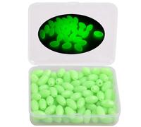 VATEICO Glow Fishing Beads 120pcs Soft Plastic Luminous Saltwater Fishing Beads Oval Round Beads Fishing Lures Green White Sea Fishing Bead Fishing Tackle Tools Green