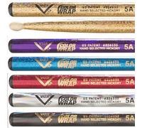 Vater Colour Wrap 5A Wood Tip Drum Sticks - Gold Sparkle