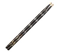Vater Colour Wrap 5A Wood Tip Drum Sticks - Black Optic | 5A Black Optic - 16 inch / 40.64 cm - American Hickory - oval wooden tip